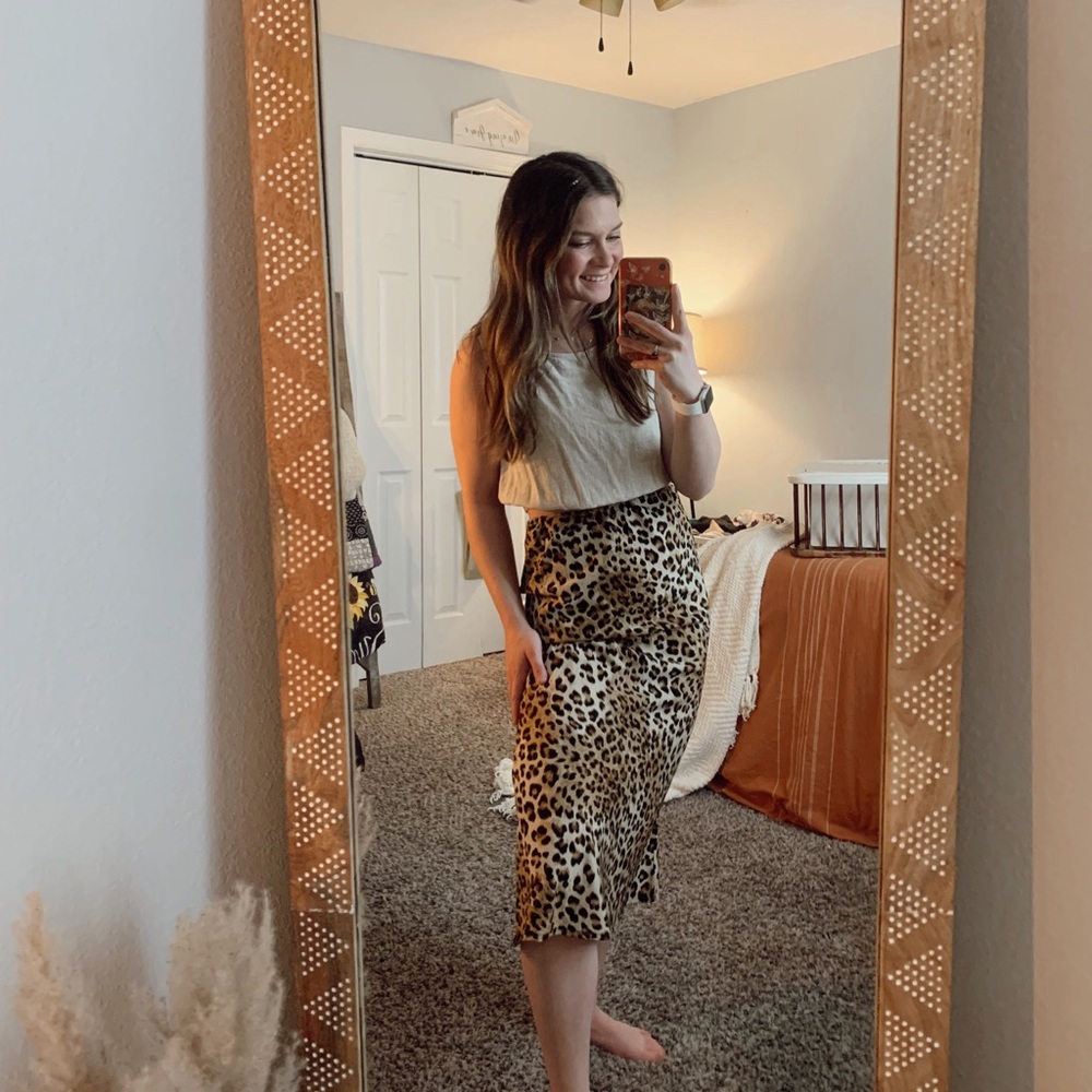 Cheetah print midi skirt
